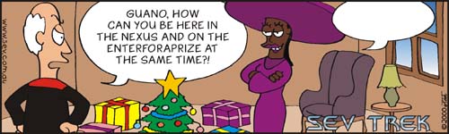 Sev Trek Movie Cartoon Contest. Copyright 2000 by John Cook.