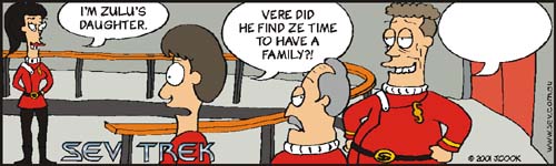 Sev Trek Movie Cartoon Contest. Copyright 2000 by John Cook.