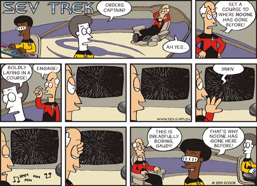 Sev Trek Comic Strip. Copyright 2000 by John Cook.