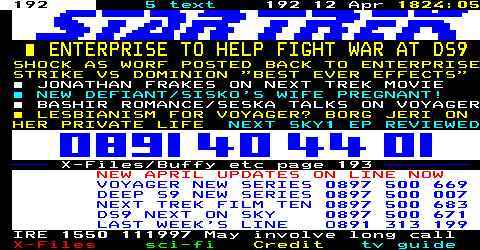 Sky Teletext Headlines